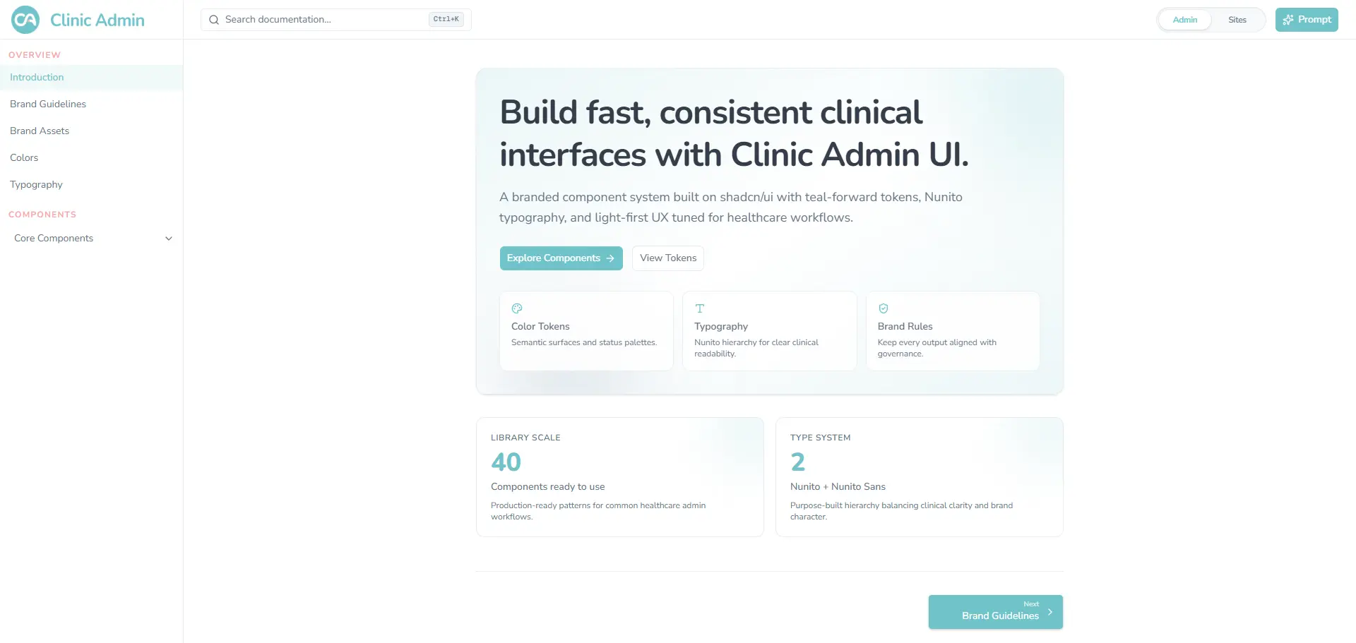 Clinic Admin Design System project preview
