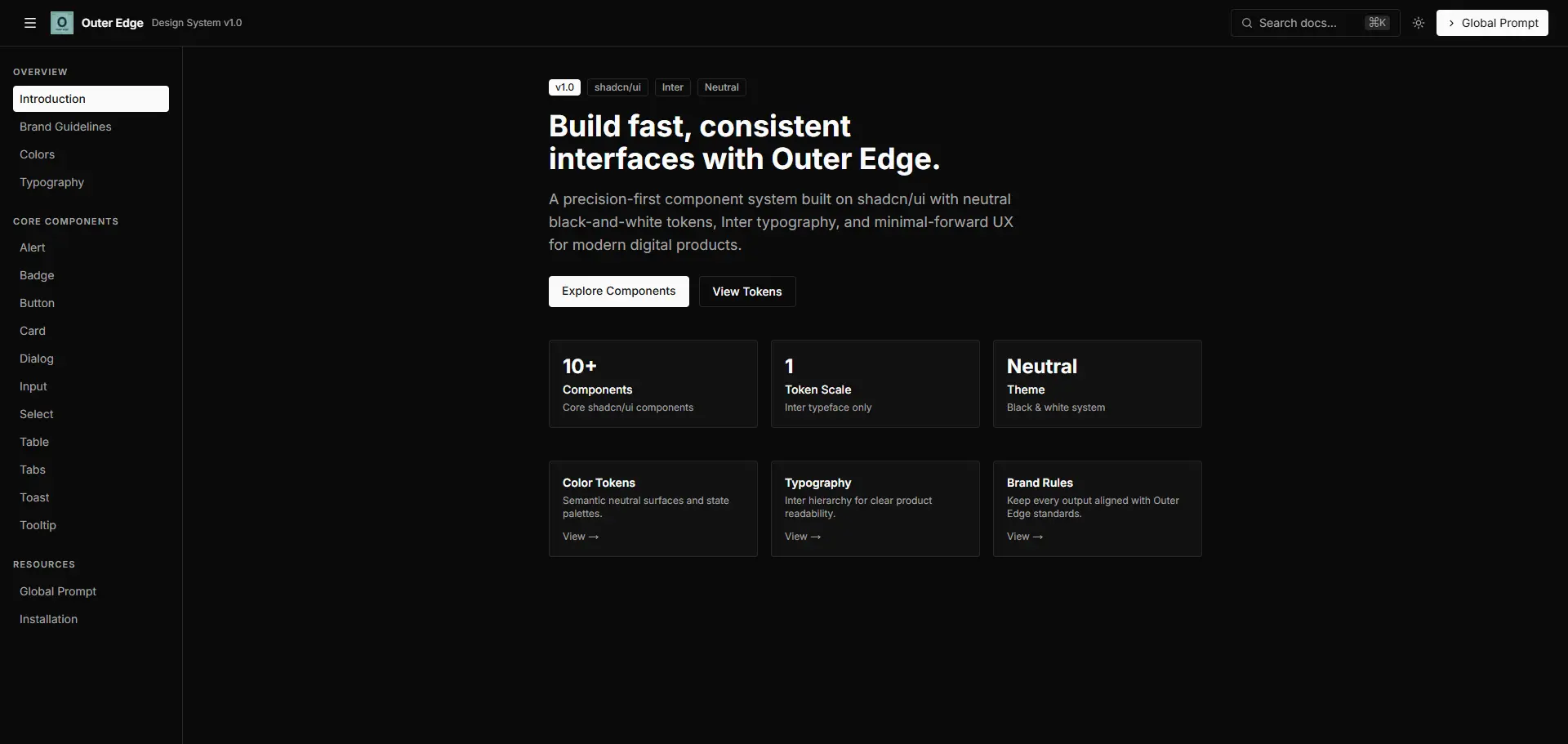 Outer Edge Design System project preview