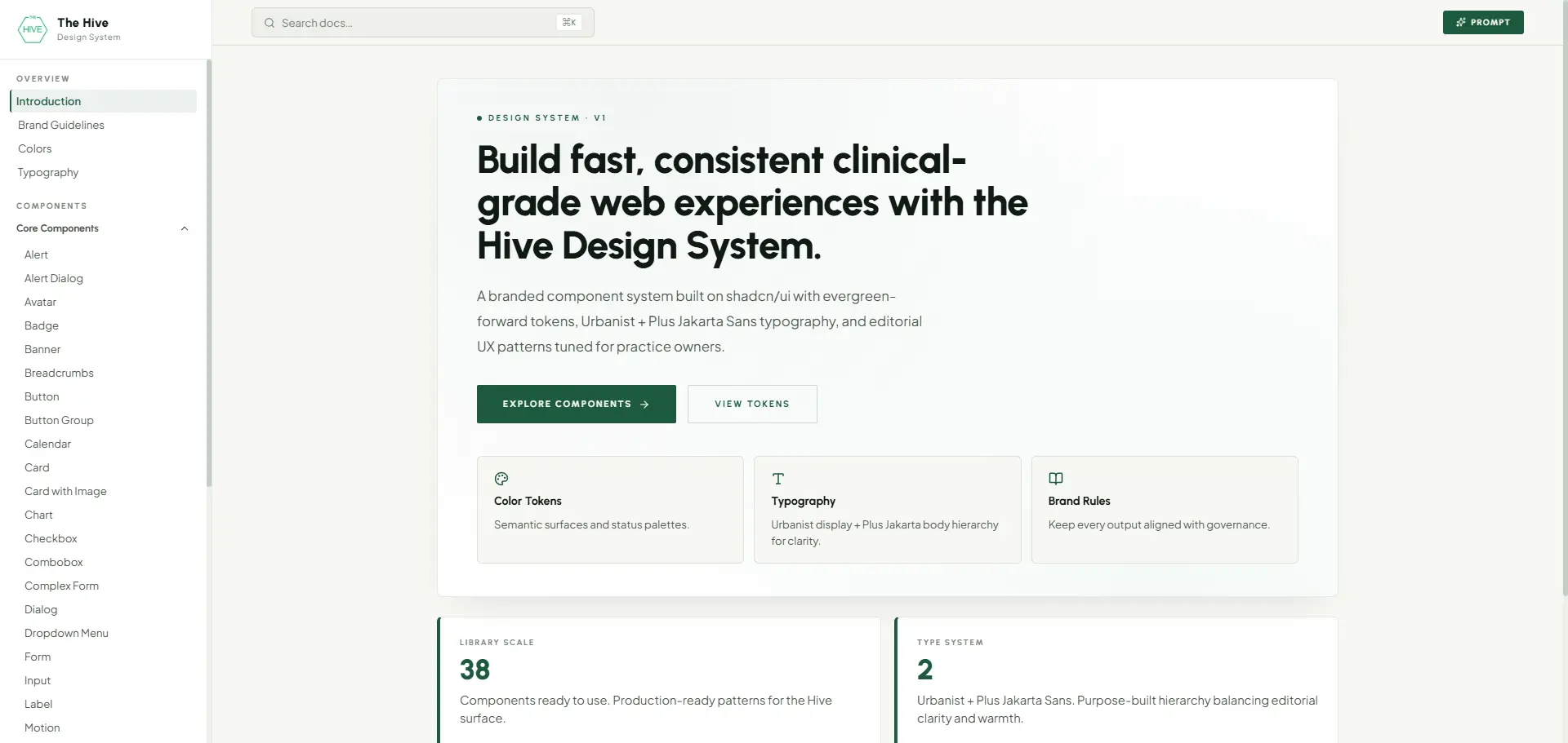 The Hive Design System project preview